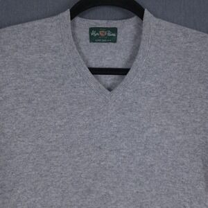Alan Paine Super Geelong V-Neck Sweater Mens XL UK 46 Gray Lambswool Pullover